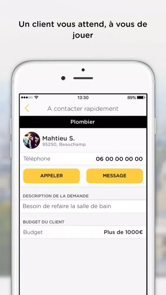 Tangkapan layar MyPouce annuaire: Pros et Taxi
