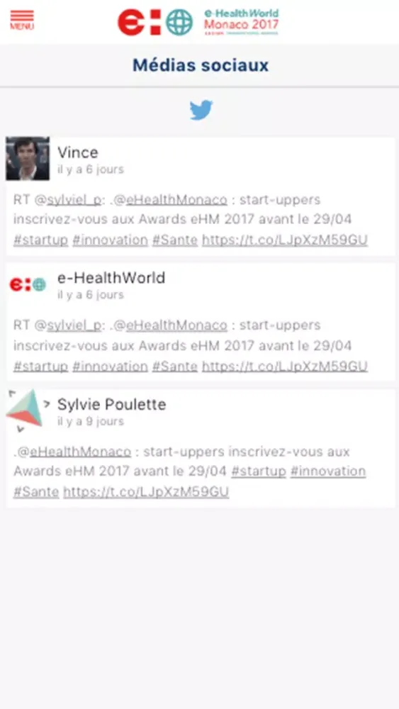 Screenshot di e-HealthWorld Monaco