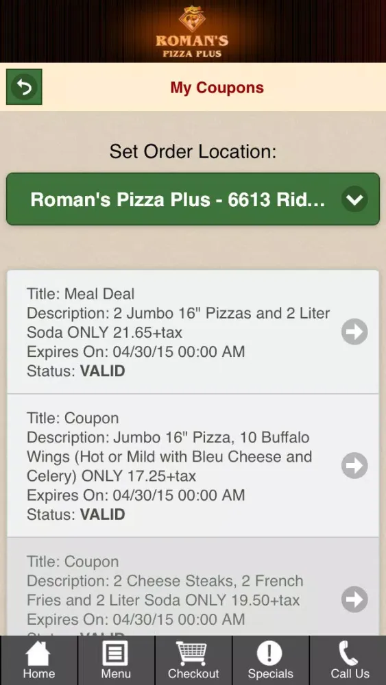 Capturas de tela do Roman's Pizza Plus