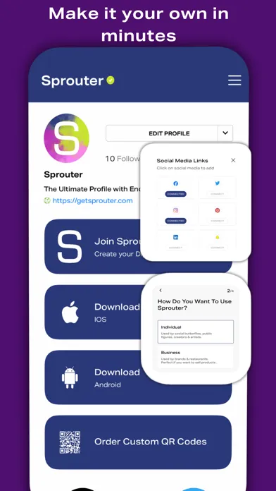 ภาพหน้าจอของ Sprouter: QR codes, Bio Links