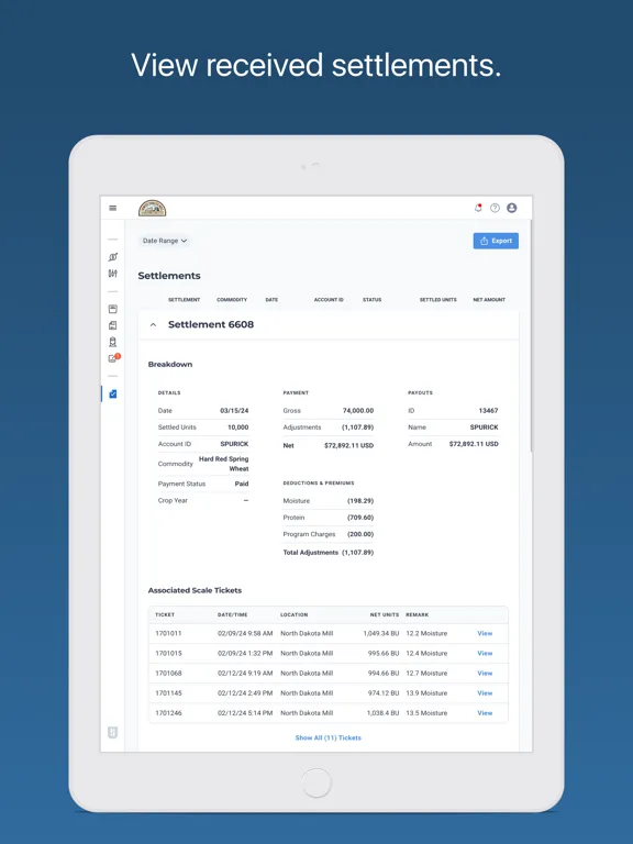Ảnh chụp màn hình của North Dakota Mill iPad 