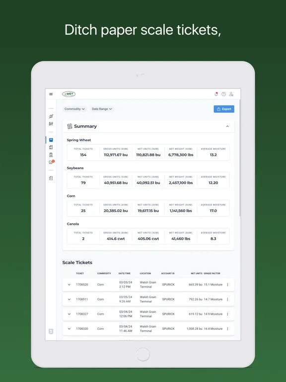 Walsh Grain Terminal iPad  Screenshots