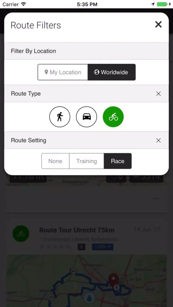 Capturas de tela do MyRoutes Route Planner