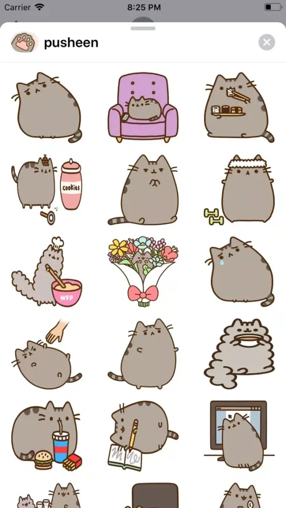 pusheen stickers سکرین شاٹس