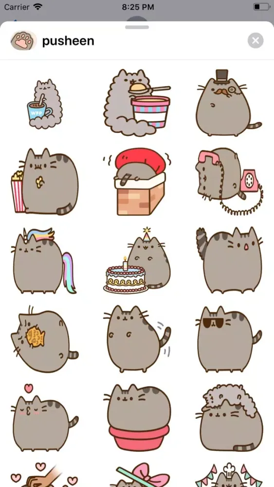 pusheen stickers سکرین شاٹس