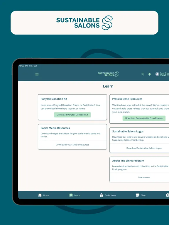 Zrzuty ekranu Sustainable Salons Hub iPad 