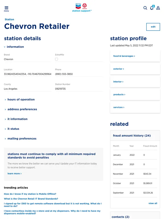 Chevron Texaco Station Support iPad  স্ক্রিনশট