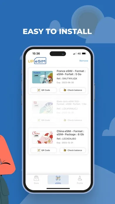 Screenshot di UPeSIM: eSIM prepaid card