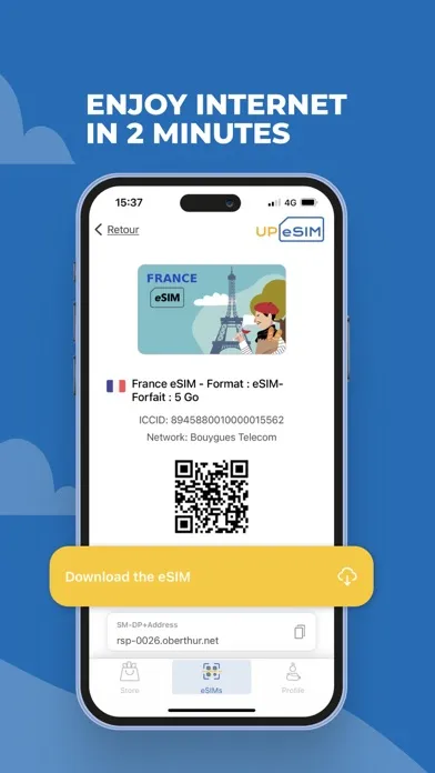 Screenshot di UPeSIM: eSIM prepaid card