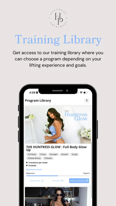 Ảnh chụp màn hình của HUNTRESS PHYSIQUES APP