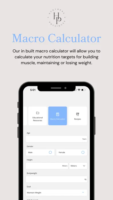 Ảnh chụp màn hình của HUNTRESS PHYSIQUES APP