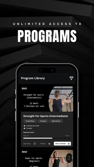 Tangkapan layar MAD Training App