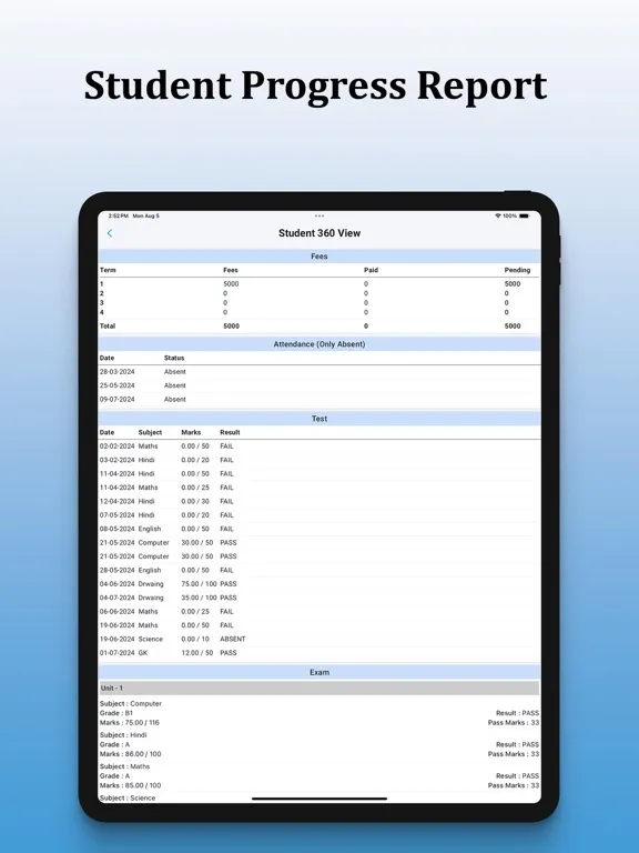 My Student app For Institute iPad  স্ক্রিনশট