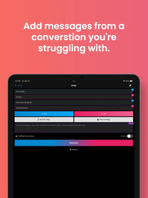 Tangkapan skrin FireTexts: AI Dating Assistant iPad 