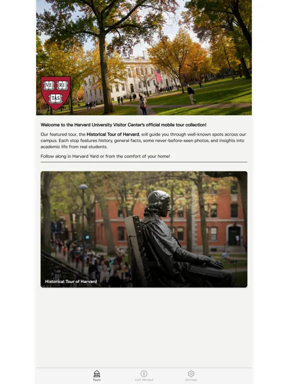 Visit Harvard iPad  Screenshots