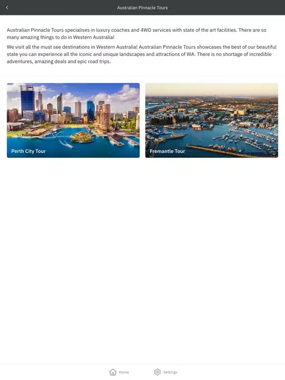 Ảnh chụp màn hình của Pinnacle Travel Group iPad 