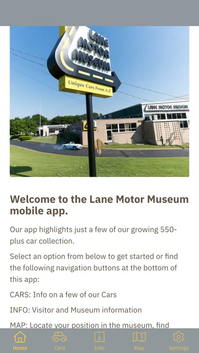 Screenshot di Lane Motor Museum Mobile App