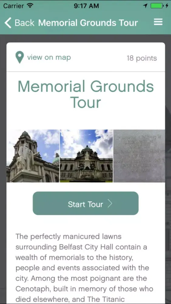 ภาพหน้าจอของ Belfast City Hall Visitor App