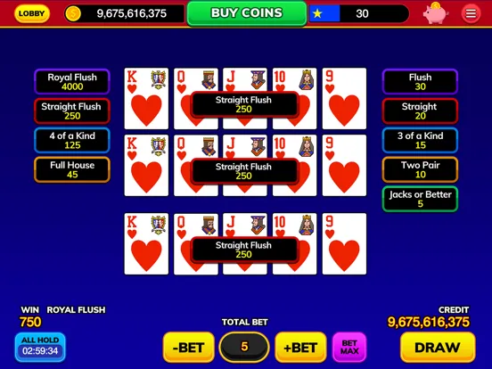 MyVegas Video Poker iPad 应用截图