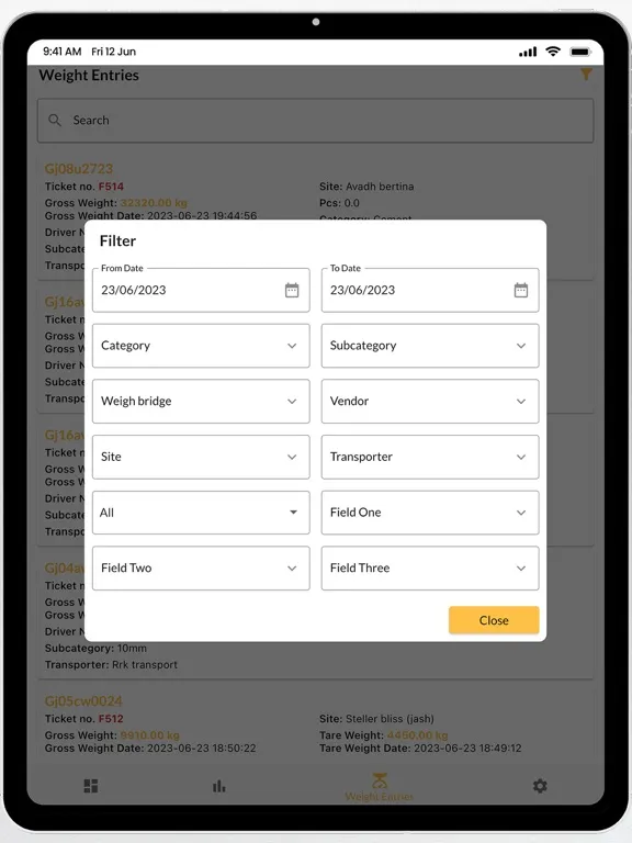 Myweigh Bridge iPad  스크린샷