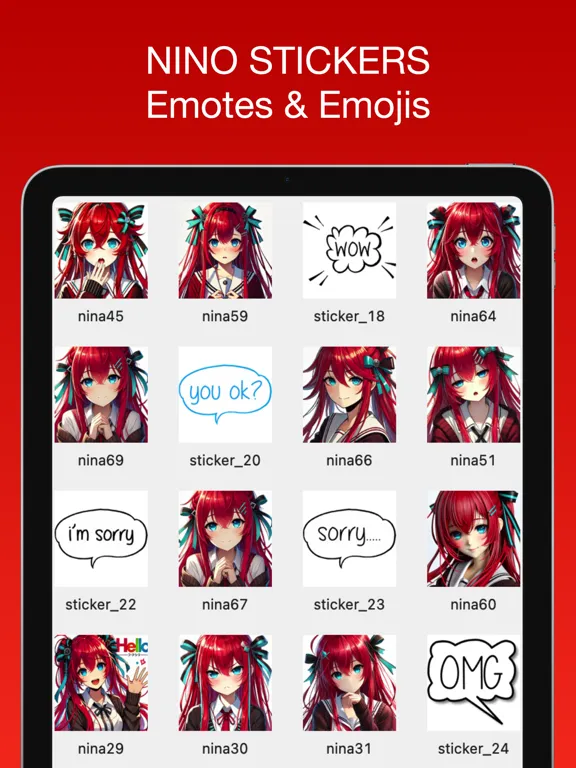 Nino Stickers & Emotes iPad  स्क्रीनशॉट
