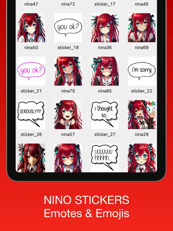 Nino Stickers & Emotes iPad  स्क्रीनशॉट