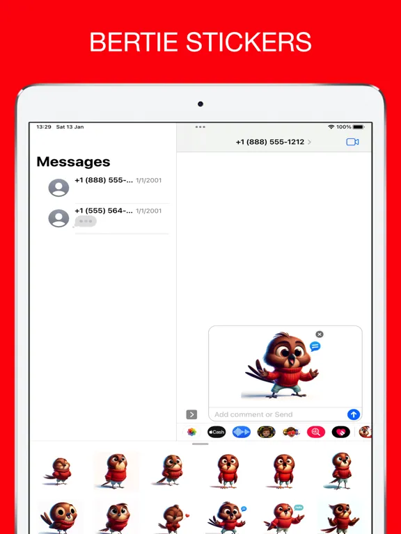 Capturas de tela do Bertie Stickers iPad 