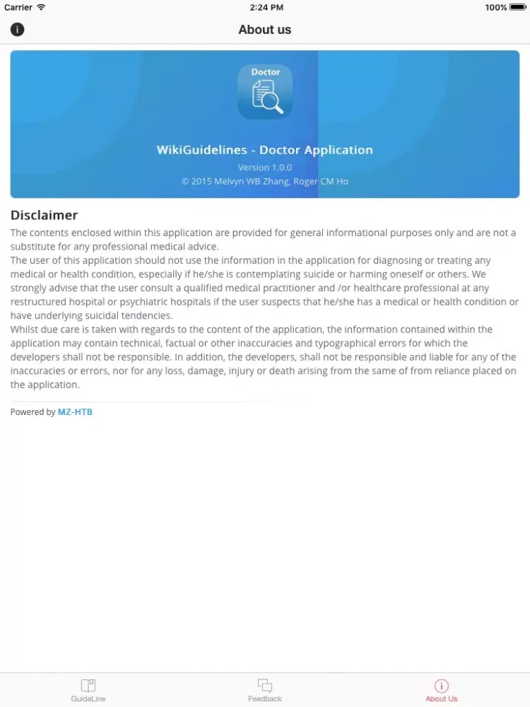 Captures d'écran de Wiki Guidelines Doctor iPad 