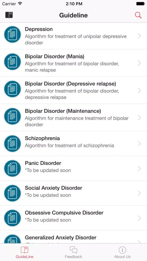 Captures d'écran de Wiki Guidelines Doctor