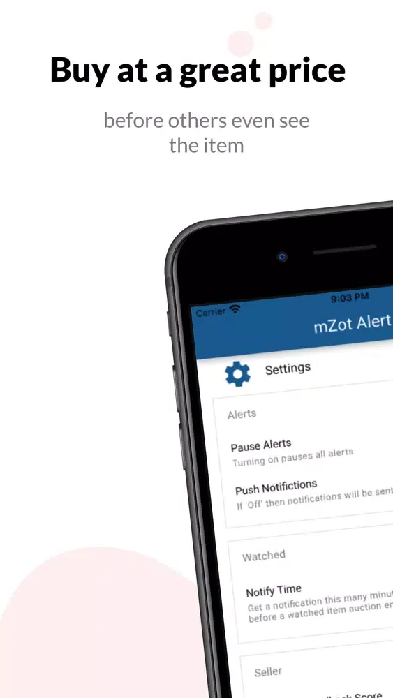 Screenshot di mZot eBay Alerts