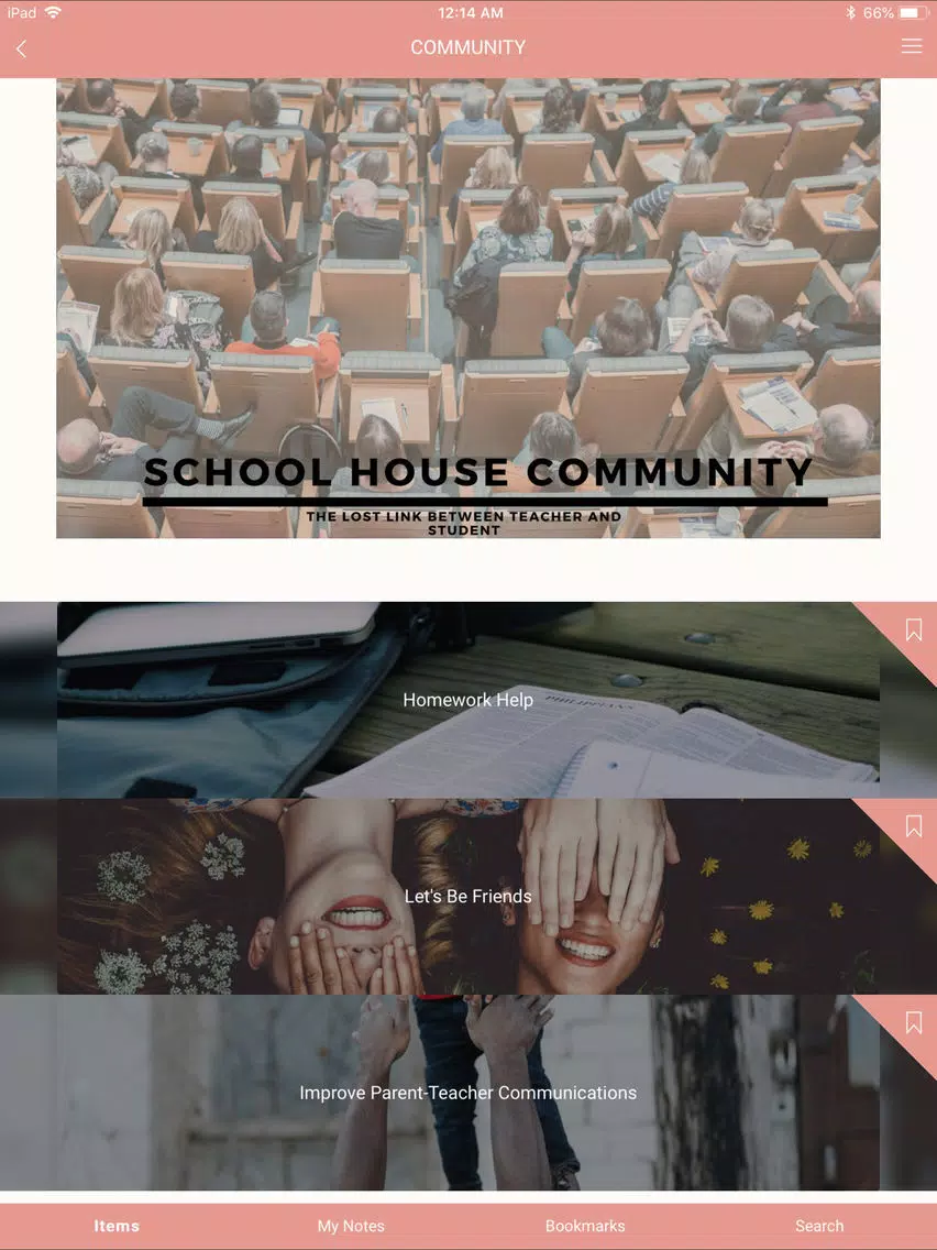 Tangkapan layar SCHOOL HOUSE COMMUNITY iPad 