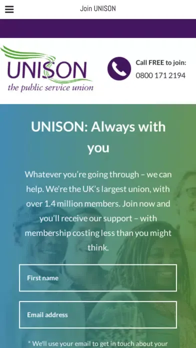 Ảnh chụp màn hình của Unison Caerphilly