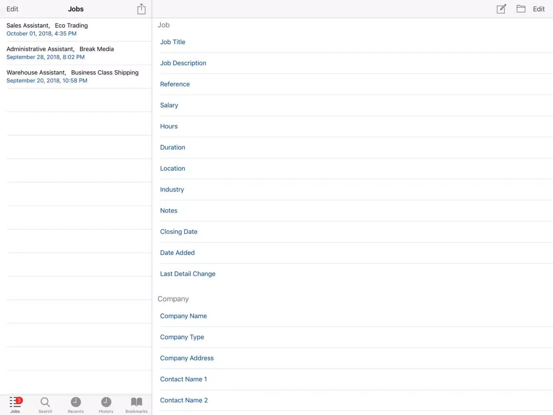 Capturas de pantalla de Job Details iPad 