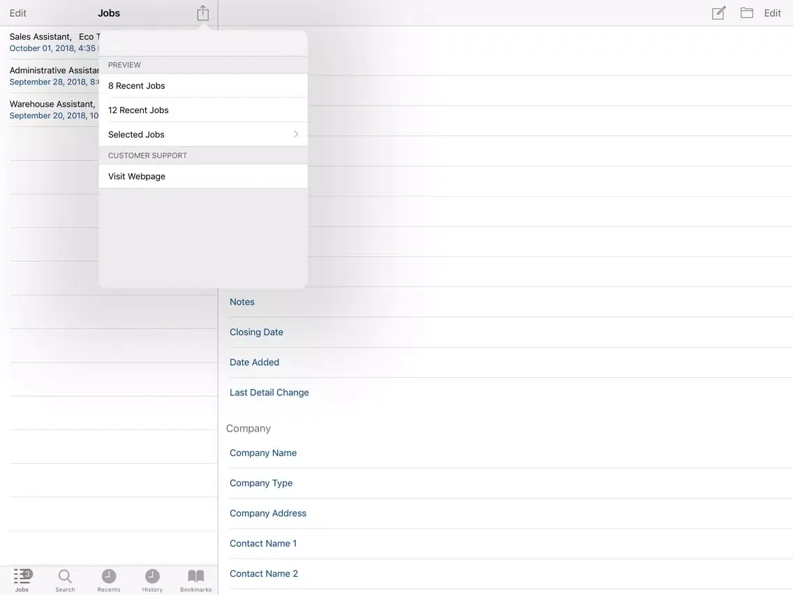 Capturas de pantalla de Job Details iPad 