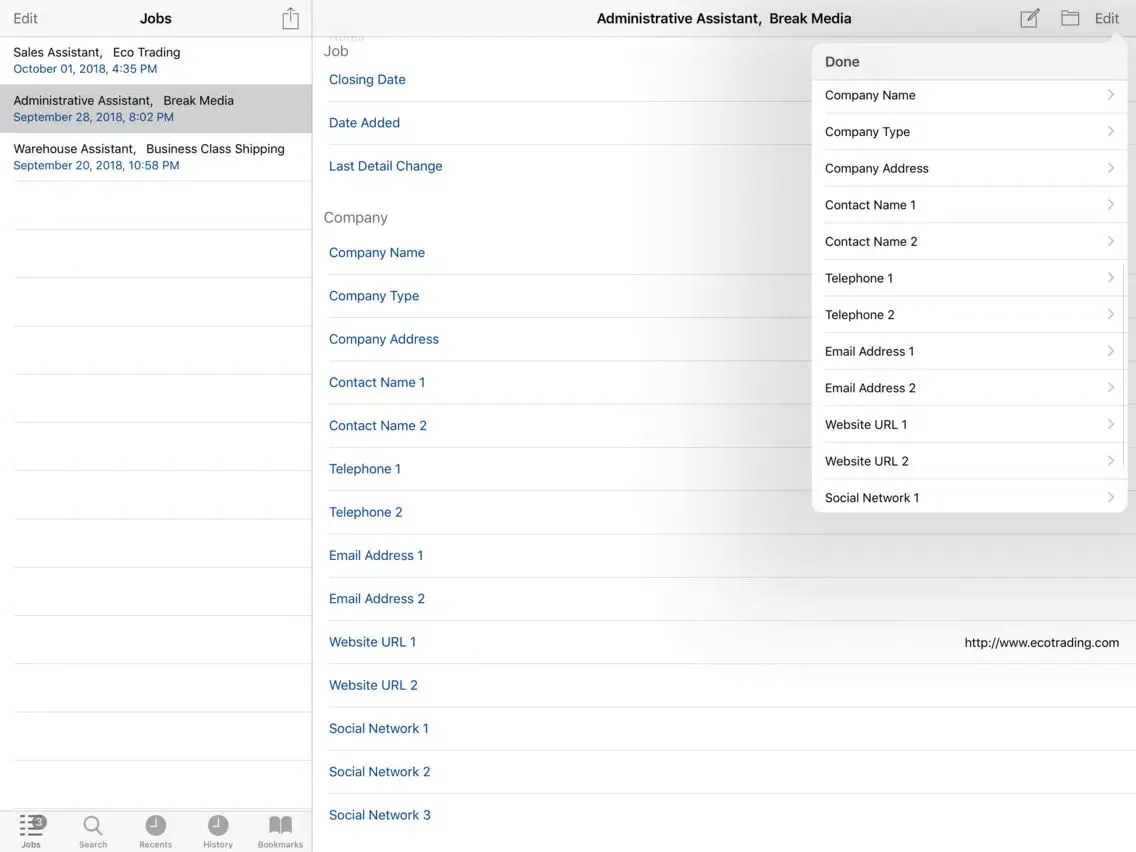 Capturas de pantalla de Job Details iPad 