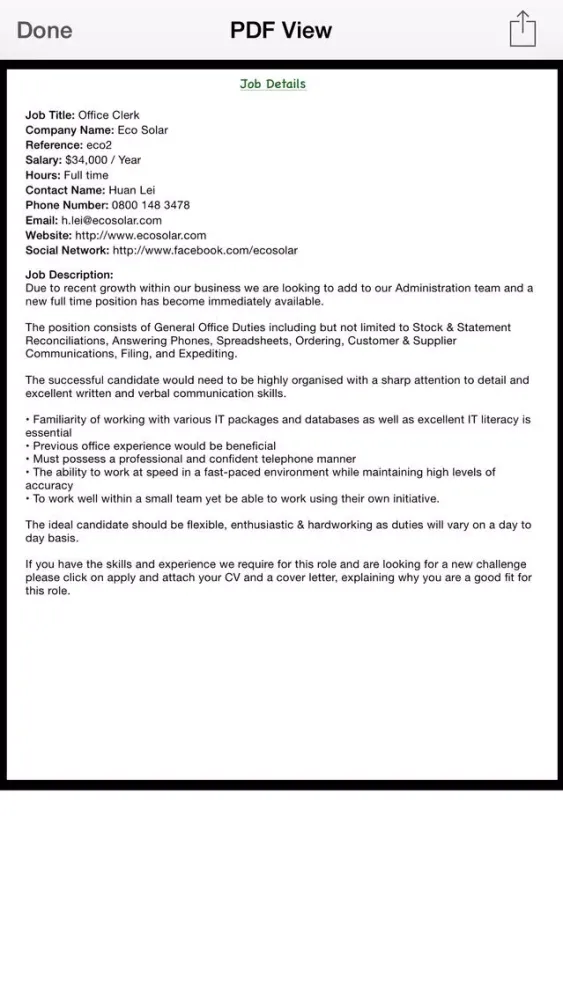Capturas de pantalla de Job Details