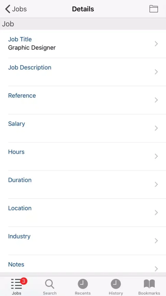 Capturas de pantalla de Job Details