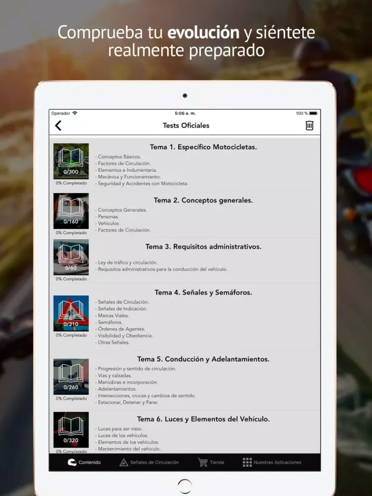 Ảnh chụp màn hình của Licencia de Motos - Premium iPad 