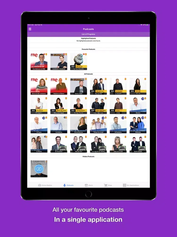 Capturas de tela do Spanish Podcasts iPad 
