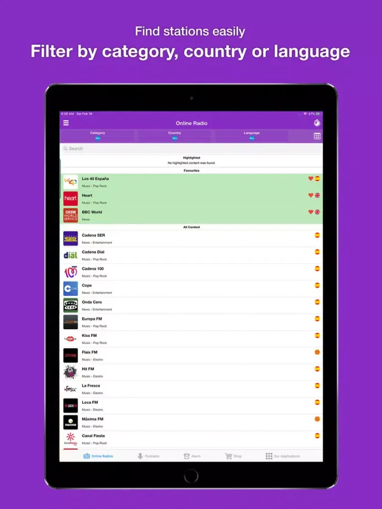 Capturas de tela do Spanish Podcasts iPad 