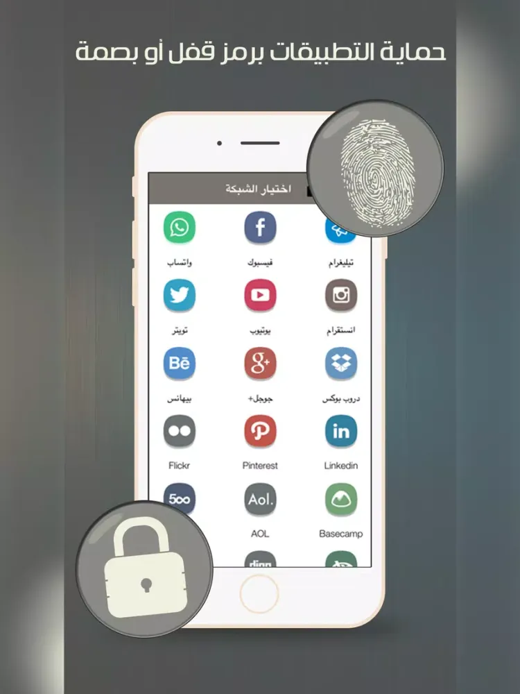 تصاویر قفل شبكات التواصل الاجتماعي - بكلمة مرور او بصمة iPad 
