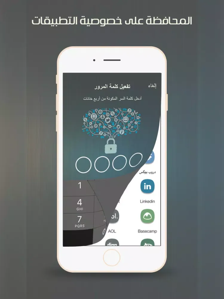تصاویر قفل شبكات التواصل الاجتماعي - بكلمة مرور او بصمة iPad 