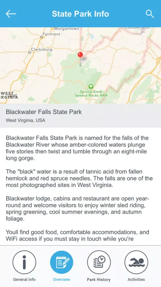 Captures d'écran de West Virginia National Parks & State Parks