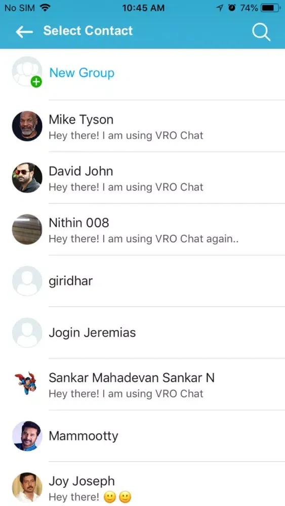 Tangkapan layar VRO Chat and Call
