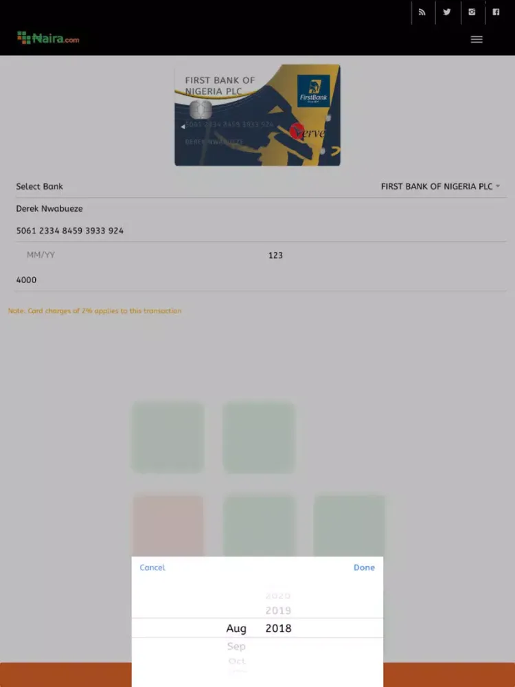 ภาพหน้าจอของ Naira.com iPad 