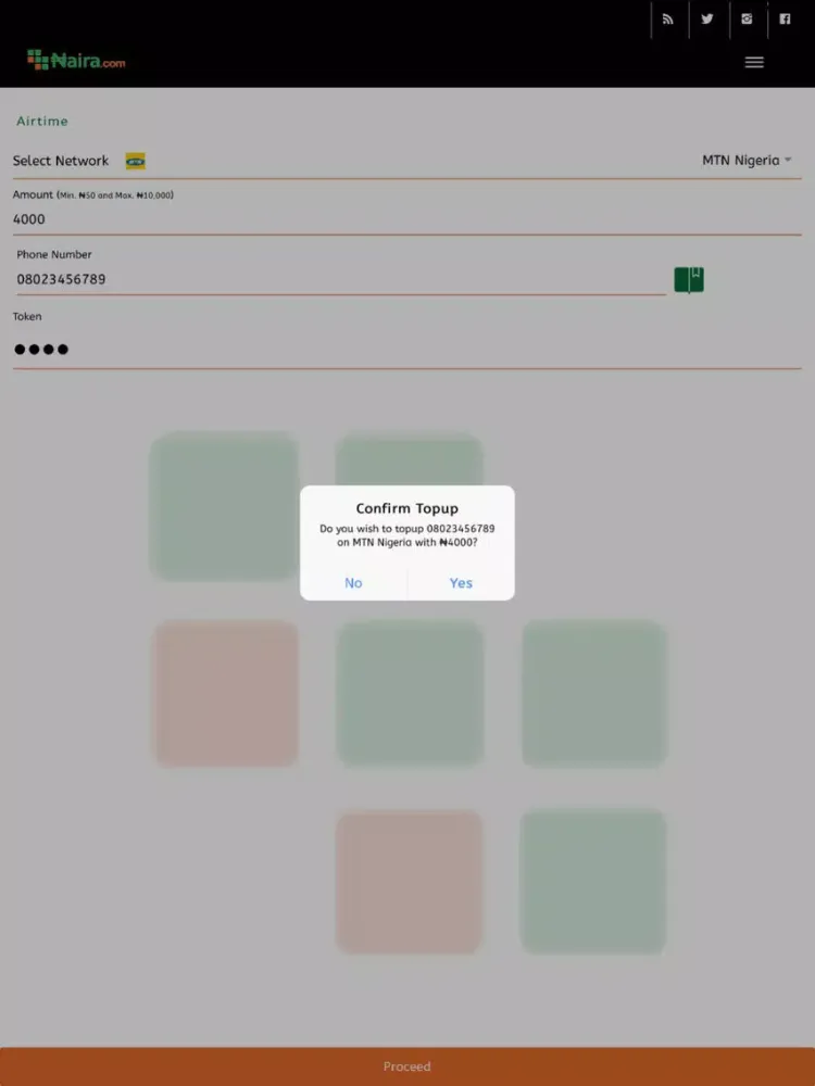 ภาพหน้าจอของ Naira.com iPad 