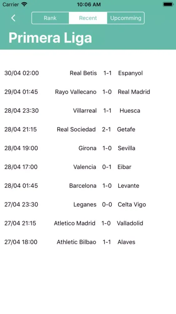 Ảnh chụp màn hình của FB Results - live scores