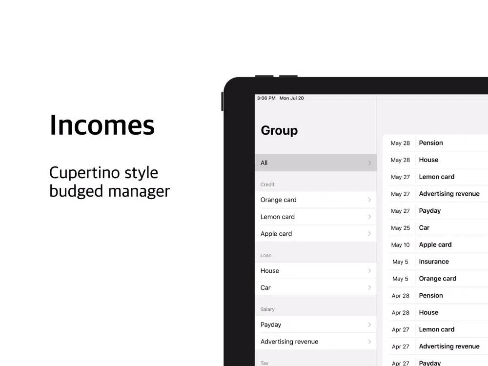 Incomes iPad  Screenshots