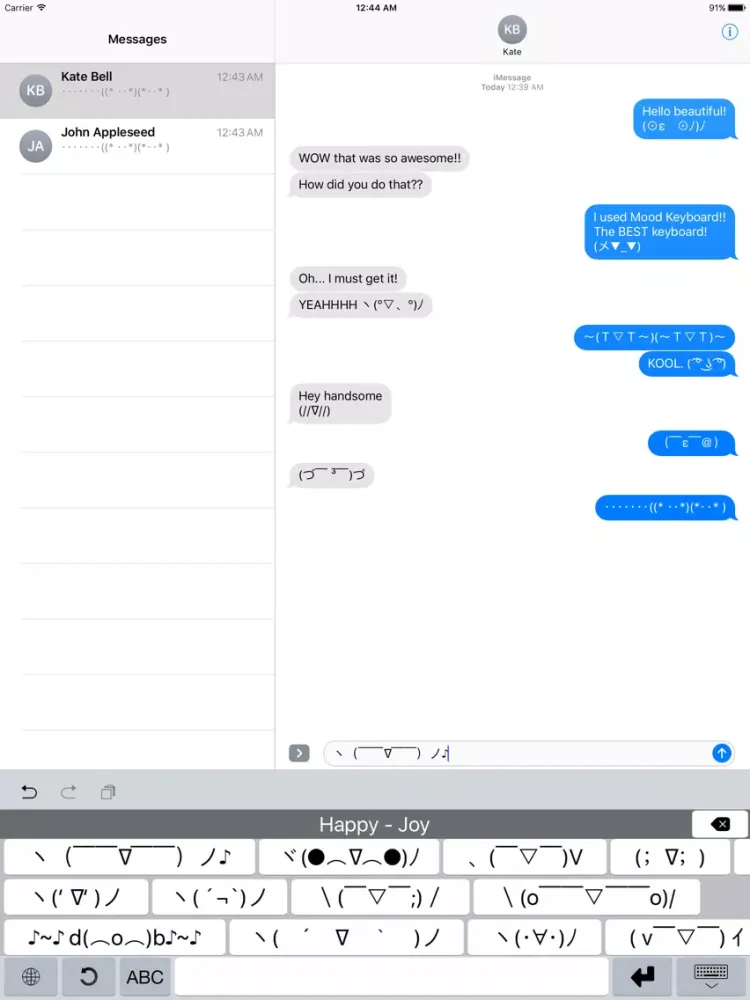 Ảnh chụp màn hình của Mood Keyboard iPad 