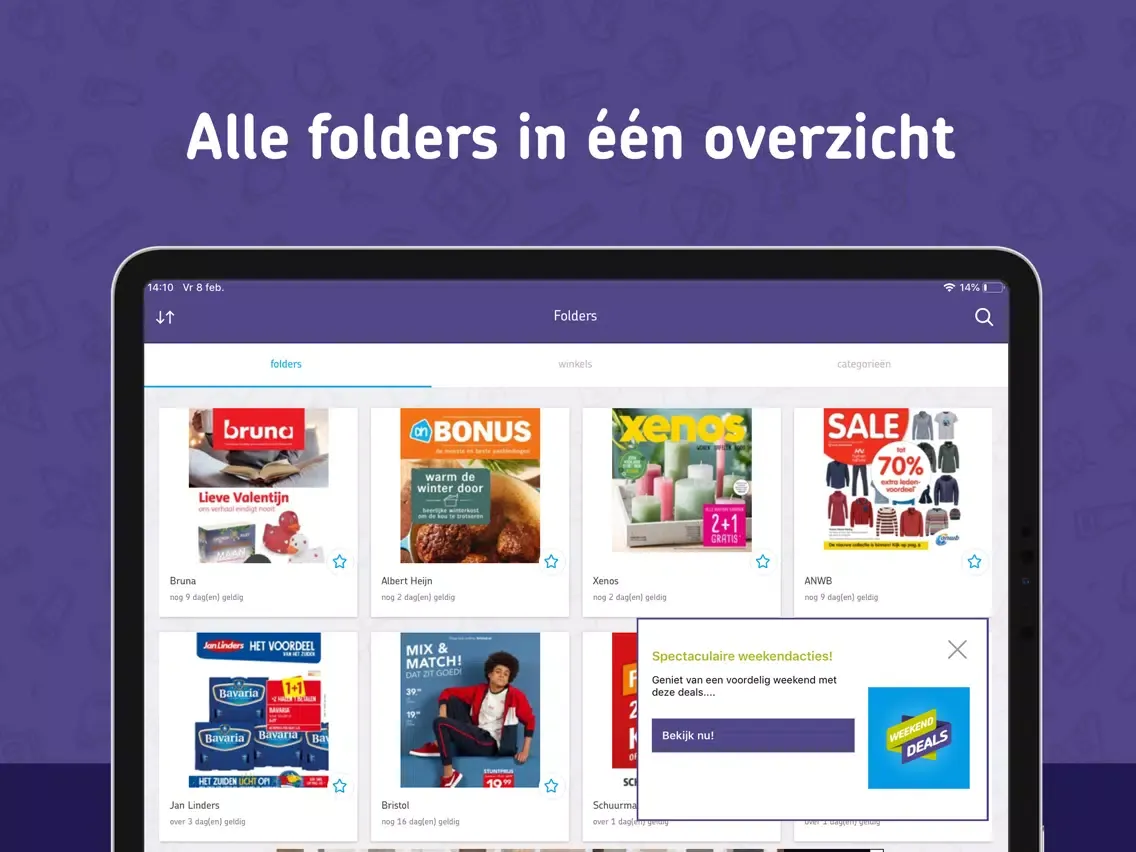 Ảnh chụp màn hình của Spotta folders en aanbiedingen iPad 
